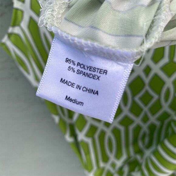 Jean-Pierre Klifa Daphne Dress M Green Geometric Knee Length Cap Sleeve - Picture 9 of 10